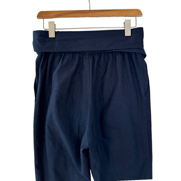 APiece Apart Isa Wrap Elasticated Waist Dark Blue Pleat Front Tapered Trousers - Picture 10 of 14